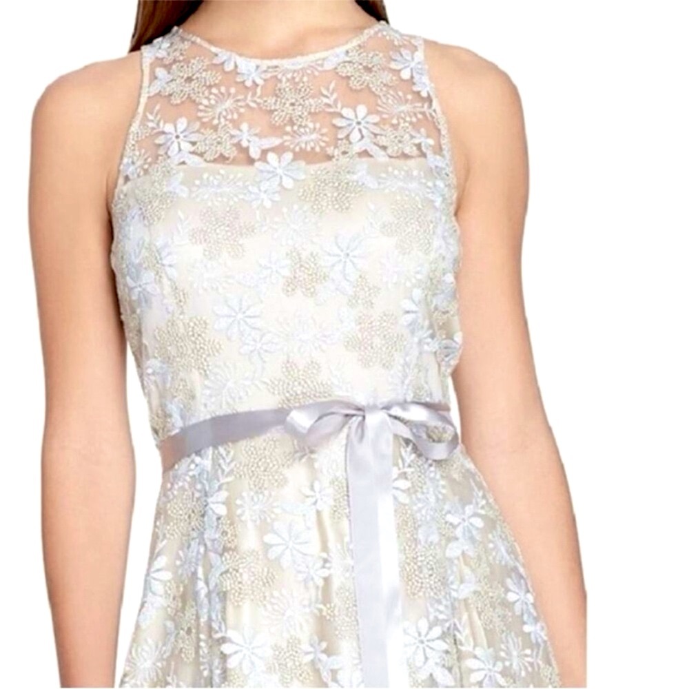 NWOT Tahari Embroidered Floral High Low Midi Dress